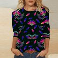 thumbnail image 1 of T-shirts de Mardi Gras pour Femmes, T-Shirts de Croisière de Carnaval pour Femmes, T-Shirt Graphique à Masque Pailleté pour Femmes, Vêtements de Mardi Gras pour Femmes Grande Taille, T-Shirts Mode à Manches 3/4 à Col Rond T-Shirt de Fête Hauts de Carnaval, 1 of 5