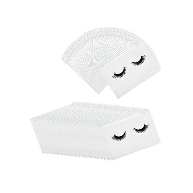 50 Count Lash Bags Eyelash Makeup Bags with Zipper Adorable 18x13cm White