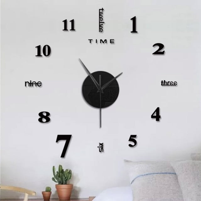 EGNMCR Frameless DIY Wall Mute Clock Mirror Sticker Home Office Decor the light