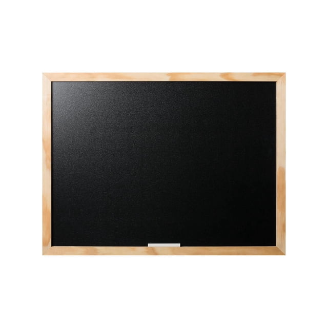 MasterVision Chalk Board, 24" x 36", with a natural pine wood frame and black chalk surface suitable for chalk and liquid chalk markers, easily cleaned with a cloth or felt eraser, shown front-facing on a white background, ideal for displaying menus, quotes, or drawings.