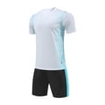 thumbnail image 2 of hengsof Ensemble de Maillot de Football à la Mode pour Enfants, Haut à Manches Courtes Col Ras du Cou, Short à Taille Élastique Tenue de Sport, Confortable Respirant Absorbant la Sueur Séchage Rapide Uniforme de Sport Deux Pièces, 2 of 4