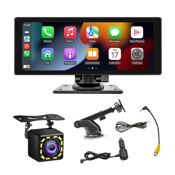 Thinsony Portable Car Play For Car With Dash Cam Android Auto Car-play Mirror Link/Mic/TF/USB/AUX For All Vehicles Bluetooth 12LED Rear Camera
