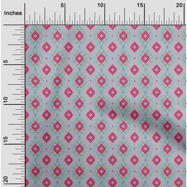 oneOone Polyester Lycra Fabric Diamond & Swirl Ikat Decor Fabric Printed BTY 56 Inch Wide