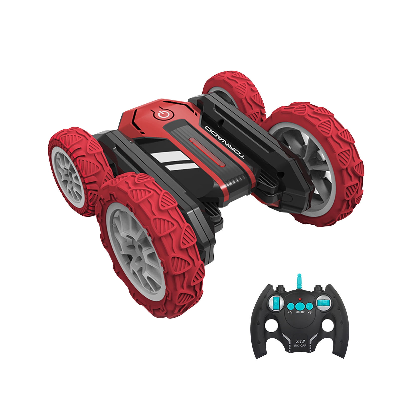 Red Induction Remote Control Stunt Car With High-Speed Rotation And Deformation, Double-Sided Off-Road Vehicle, Rechargeable Rc Toy With Lights For Kids (1.10 Lbs)