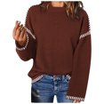 thumbnail image 1 of Timegard Chandails pour Femmes Épaules Tombantes Ample Col Rond Chandail Automne Habillé Décontracté Confortable Hauts en Tricot, 1 of 4