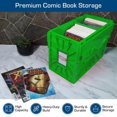 thumbnail image 4 of BCW Short Comic Book Bin | Holds 150 Comics | Stackable Plastic Storage | Acid-Free Organizer | Green, Single, 4 of 7