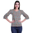 thumbnail image 1 of Moomaya Ruffle Sleeve Printed Cotton Womens Tops Plus Size Short T-Shirt Top, 1 of 4