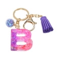 thumbnail image 1 of Hangs Pendant 2 Resin Glittering Letter Keychain with Color Stitching Flowing Design Purple Drop Glue English Character Key Chain, 1 of 5