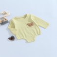 thumbnail image 2 of Barboteuse d'Automne pour Bébés Filles Garçons, Col Brodé d'Ours, Manches Courtes, Combinaison à Boutons-Pression, 2 of 6