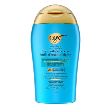 OGX Régénérant + Revitalisant à l'Huile d'Argan du Maroc, Revitalisant Réparateur des Dommages + Huile d'Argan pour Aider à Renforcer & Réparer les Cheveux Secs et Abîmés, Format Voyage, Conforme aux Exigences de la TSA