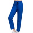 thumbnail image 3 of Yuyuzo Women Casual Pants Elastic Drawstring High Waisted Solid Color Slacks Straight Leg Bootcut Trousers, 3 of 4