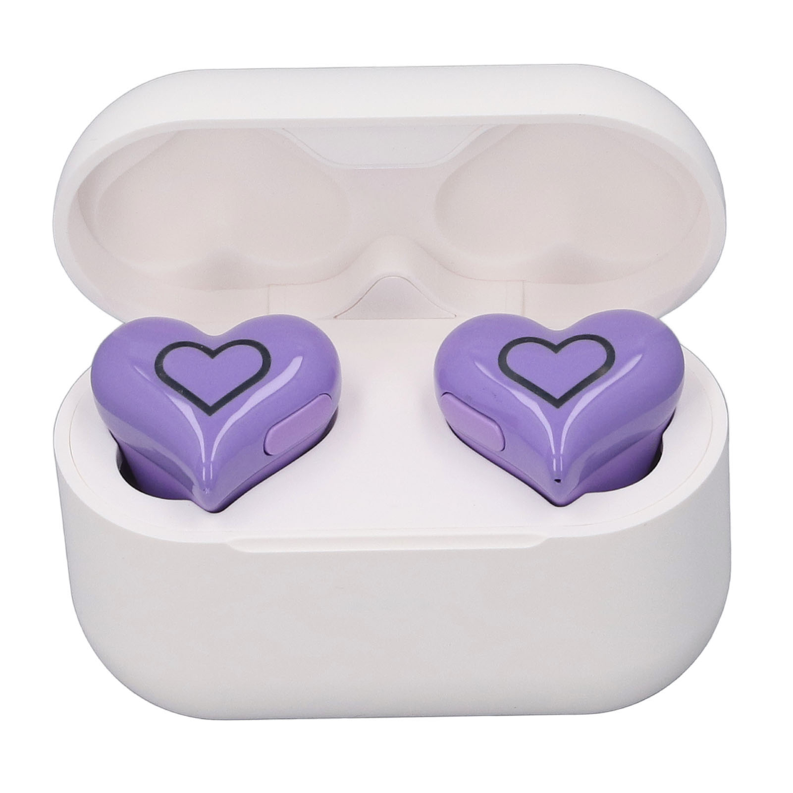 Cute Heart Shaped Earbuds, BT Headphones, Stylish HIFI Stereo Sound Earbuds with Charging Case and Color Gradient Light, Built in Mic