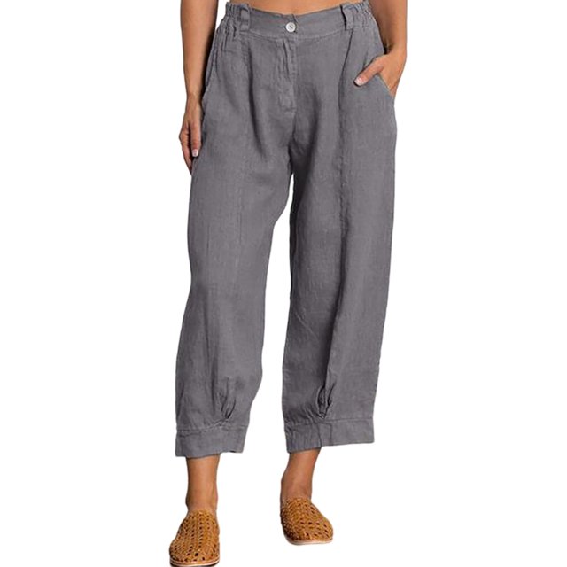 Innerwin Loungewear Wide Leg Ladies Long Pants Lounge Mid Waist Capri Trousers Grey 4XL