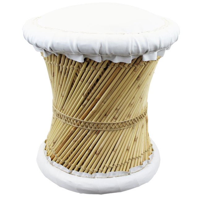 Natural Geo Tabouret d'Appoint en Moray - Similicuir Blanc