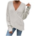 thumbnail image 2 of RKSTN Sweaters for Women Fashion Solid Color Long Sleeve Pullove V-Neck Shirt Sweater Tops Fall Sweaters, 2 of 9