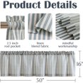thumbnail image 4 of Valance Curtain Linen Textured Striped Window Curtain for Living Room Light Filtering Ticking Stripe Farmhouse Valance for Kitchen Rod Pocket 1 Panel 16 Inch Blue on Beige 1 Panel, 4 of 8