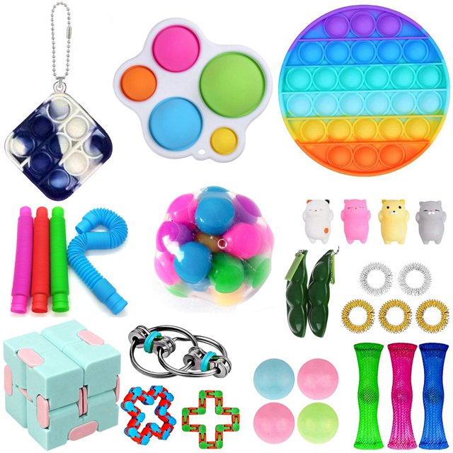 Wangscanis Ensemble de Jouets Anti-Stress 28/30 Pcs Outils Anti-Anxiété Jouets de Soulagement du Stress