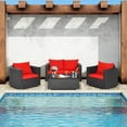 thumbnail image 3 of Patiojoy 4PCS Patio Rattan Wicker Conversation Furniture Set Sectional Sofa & Coffee Table, 3 of 10