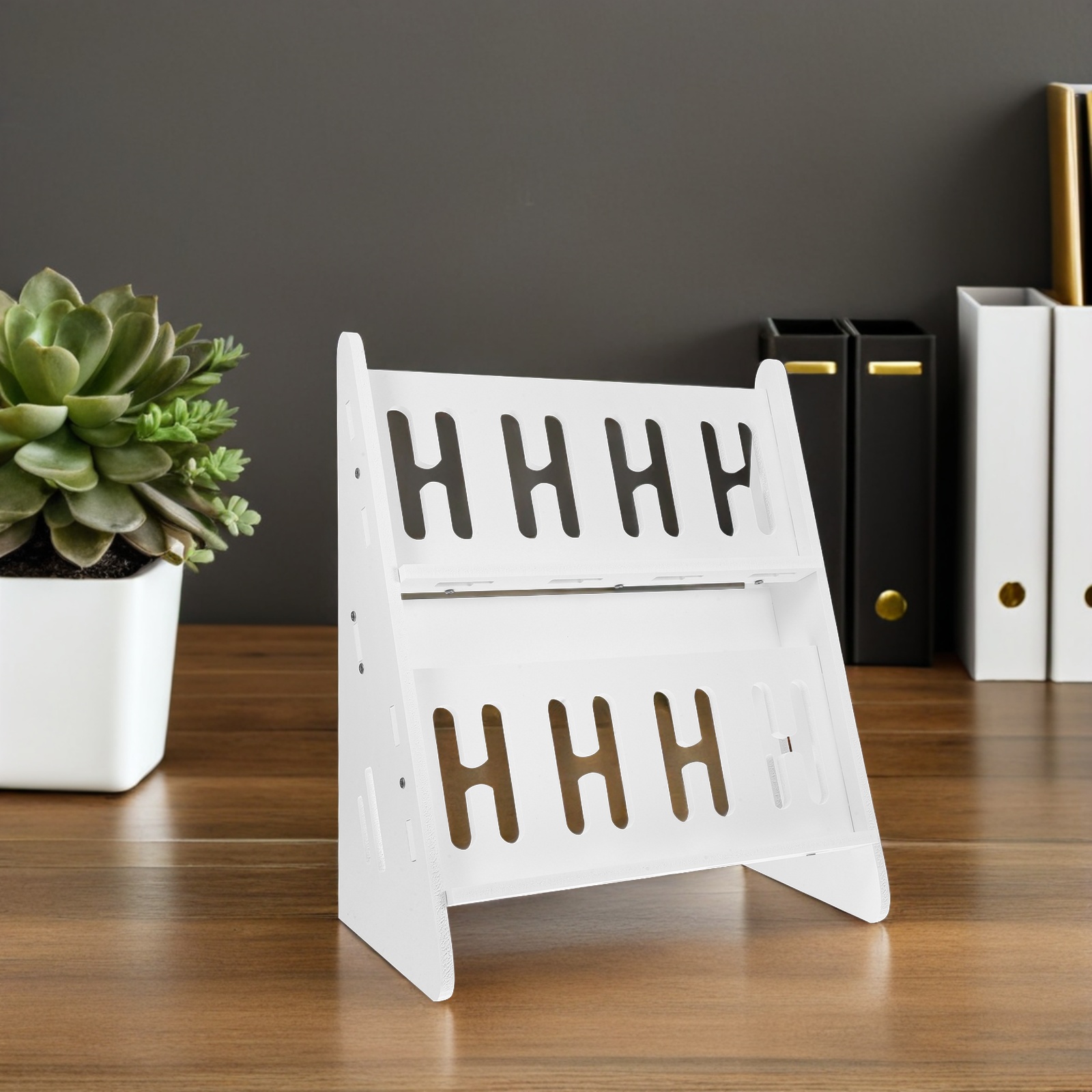 IDEANATEGRATE White Desktop Cell Phone Holder with 2 Tier Design for Neat Storage and Easy Access