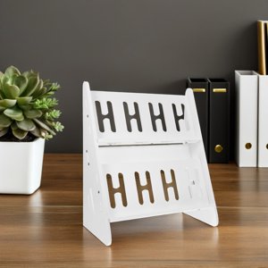 IDEANATEGRATE White Desktop Cell Phone Holder with 2 Tier Design for Neat Storage and Easy Access