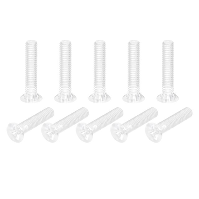 Unique Bargains Vis de Machine Crantées en Plastique M6x30mm, Boulons de Machine à Tête Plate en PC, Lot de 25