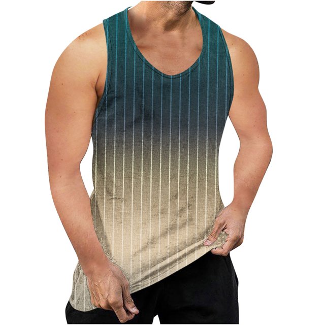 WAENQINLA Débardeurs pour Hommes Plage Musculation T-Shirts Sans Manches Amples à Rayures T-Shirts Graphiques Course Stringer Débardeurs pour Hommes Débardeurs pour Hommes à Moins de 5 $