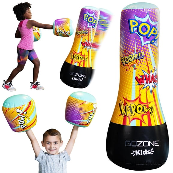 Ensemble de sac de frappe gonflable GoZone Kids – Multicolore