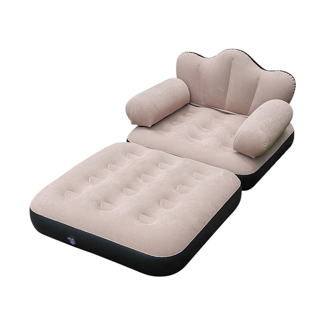 Luzkey Inflatable Chair Sofa Adult Lazy Sofa recliner Flocked PVC with Armrests Thickened Portable with Backrest Single Seat Folding Coffee