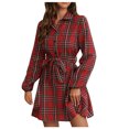 thumbnail image 2 of Pisexur Robe à Manches Longues à Col Rabattu Mode Robe Décontractée pour Femme à Manches Longues Col Rabattu Boutons Robe à Imprimé Patchwork Robes pour Femmes, 2 of 8