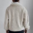 thumbnail image 4 of IROINID Veste Courte de Loisirs pour Femmes, Col à Revers, Couleur Unie, Manches Longues, Beige, 4 of 7