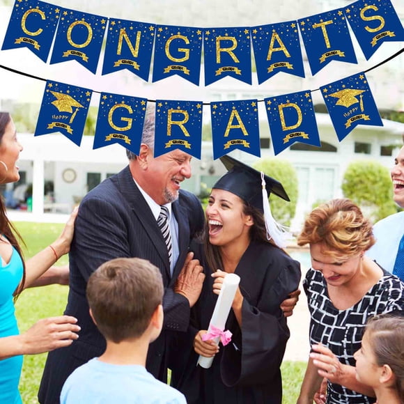 Cagogo Graduation Bunting, 2025 Graduation Party Decorations for High Study College, Decorative Pull Flag Banner for Kindergarten 8th Grade, Gold Graduation Backdrop Supplies for Graduation