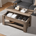 thumbnail image 2 of Fullfurnique Lift Top Coffee Table with Large Hidden Compartment and Storage Open Shelf, Gray, 2 of 9