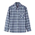 thumbnail image 1 of Bienzoe Boy's Flannel Button Down Long Sleeve Plaid Shirt Green 9/10, 1 of 9