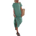 thumbnail image 3 of Kmbangi Robes Longues Noires pour Femmes pour l'Été 2023, Manches Chauve-Souris Courtes Col Rond Fendu Robe de Plage Décontractée, 3 of 8