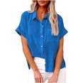thumbnail image 1 of DPTALR Women's Tops Solid Button Shirt Female V-Neck Loose T-shirt Blouse Tops, 1 of 7