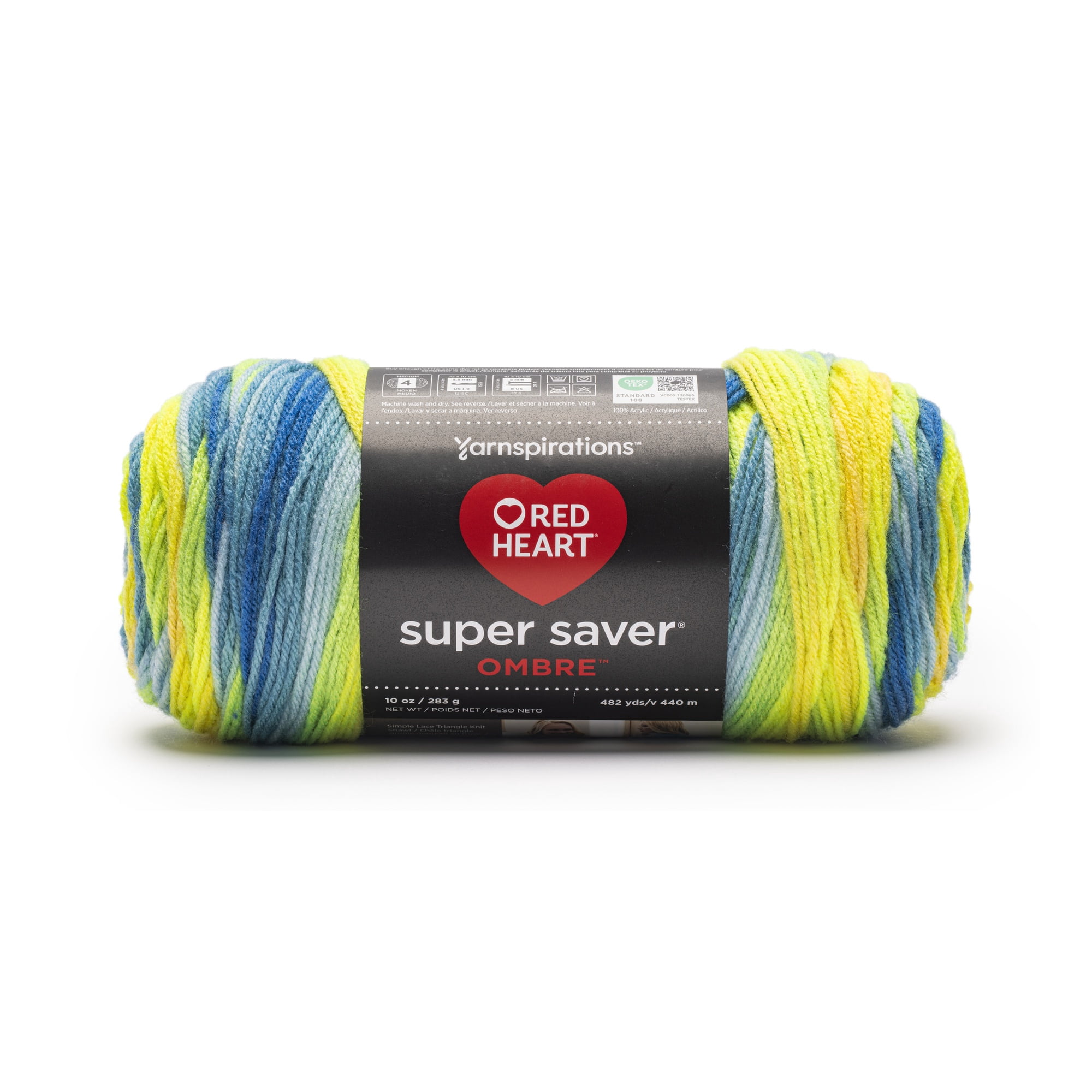 Red Heart® Super Saver Ombre™ #4 Worsted (Medium) Acrylic Yarn, Electric 10oz/283g 482 Yards