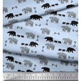 thumbnail image 3 of Soimoi Blue Georgette Viscose Fabric Bear & Text Decor Fabric Printed Yard 42 Inch Wide, 3 of 5