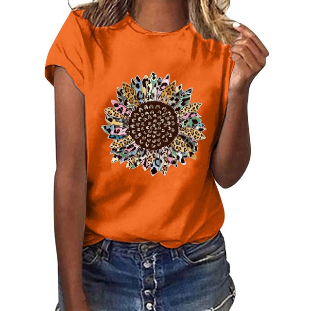 Birdeem Womens Round- Neck Christmas Printing Recreational Short Sleeve Tops