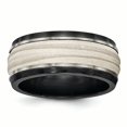 thumbnail image 1 of Edward Mirell Black Ti & Sterling Silver Inlay Laser & Polished Wave Ring Size 14, 1 of 4