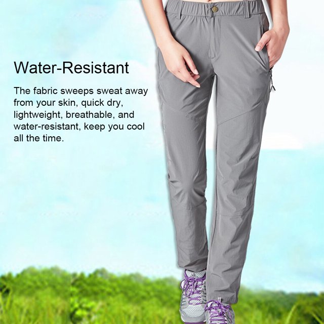 Pantalon de Randonnée Femme Séchage Rapide Bas Femme Solide Camping Randonnée Pantalon Mince Imperméable Élastique Anti-Rayures Bas pour Course Noir 2TG