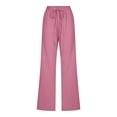thumbnail image 4 of Timegard Womens Cotton Linen Pants Elastic Waisted Drawstring Straight Leg Solid Color Casual Pants, 4 of 6