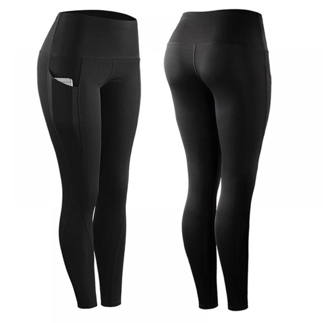 Pantalon Legging Haute Élasticité Femme Uni Extensible Compression Tenue de Sport Décontractée Yoga Jogging Leggings Pantalons avec Poche