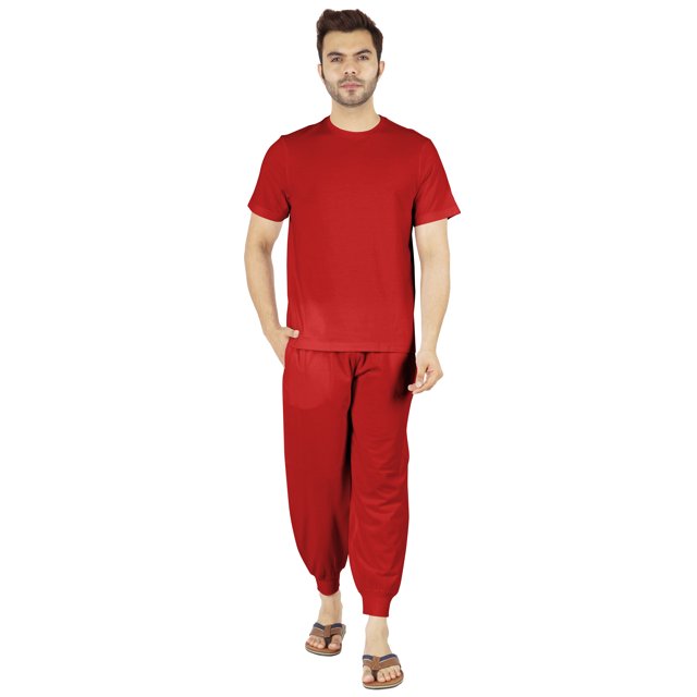 Inkmeso Ensemble de Pyjama Uni pour Hommes, Manches Courtes, Vêtement de Nuit à Col Rond, Ensemble de Pj