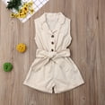 thumbnail image 2 of Faithtur Baby Girl Sleeveless Romper Button Shorts with Belt Jumpsuit, 2 of 8