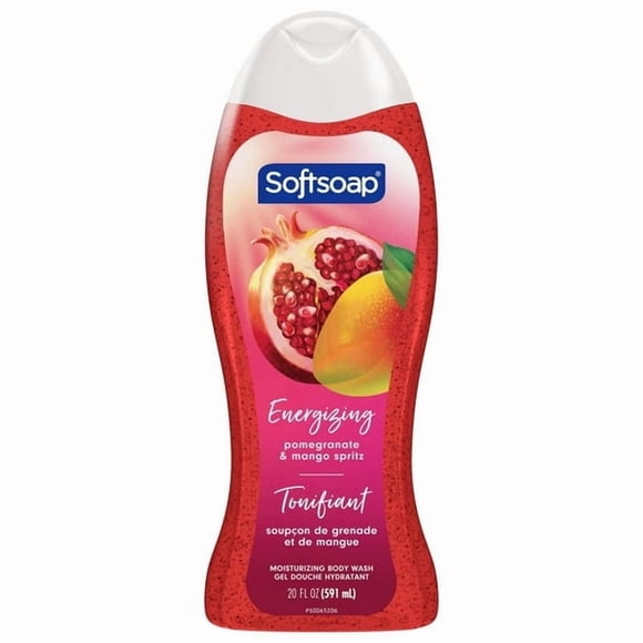 Softsoap Moisturizing Body Wash, All Skin Types, Juicy Pomegranate and Mango, 20 fl oz Bottle, 591 mL