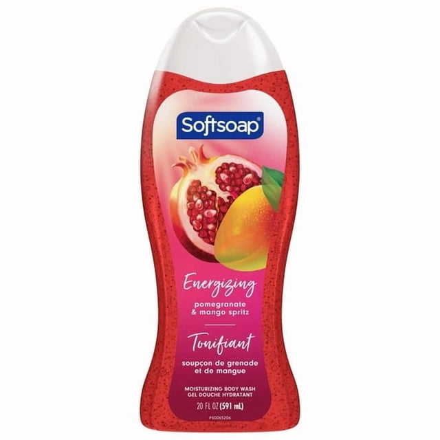 Softsoap Moisturizing Body Wash, All Skin Types, Juicy Pomegranate and Mango, 20 fl oz Bottle, 591 mL