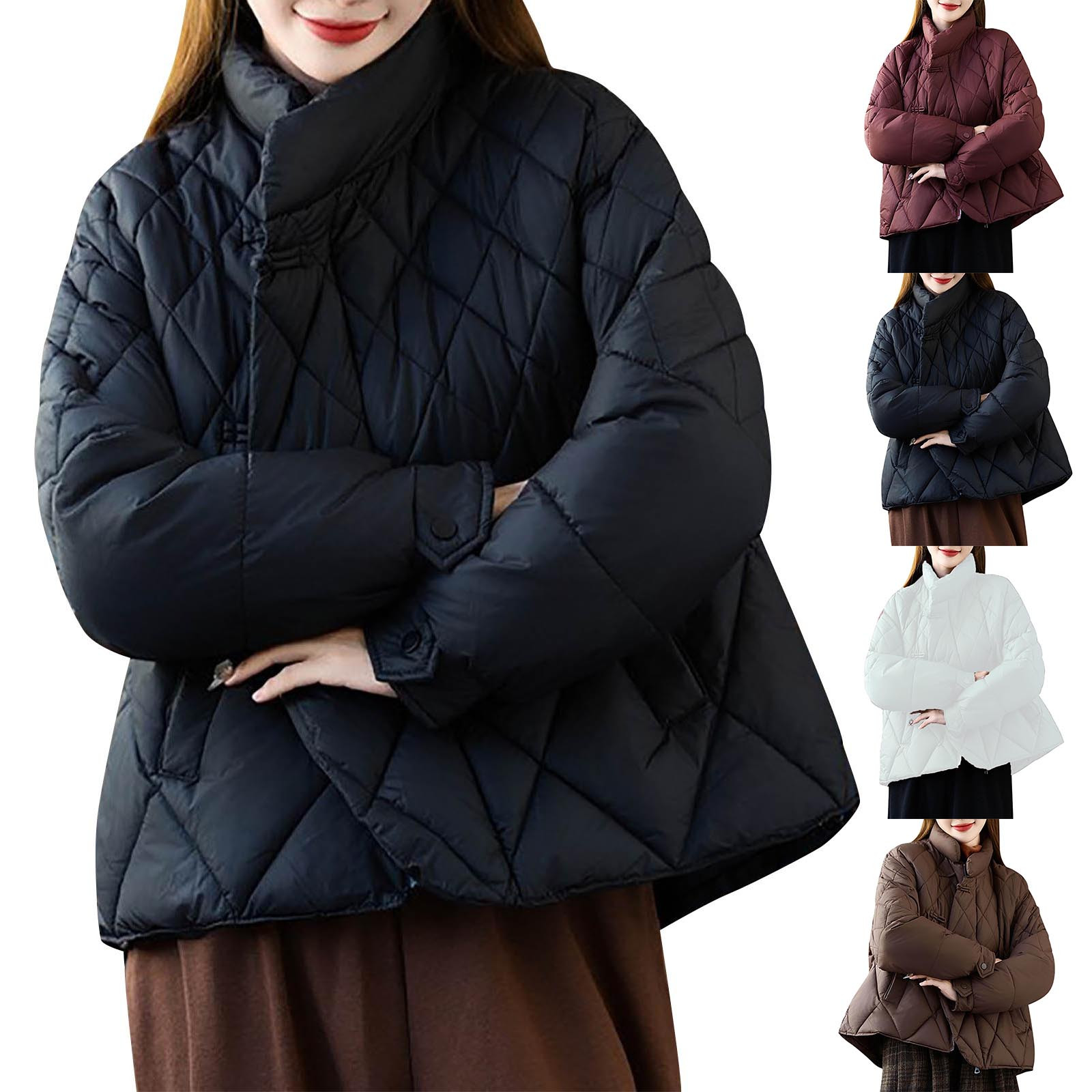UPPADA Womens Winter Cropped Puffer Jackets Lightweight Quilted Down Jackets Hooded Zip up Short Warm Quilted Puffer Coats Casual Outerwear with Pockets,Puffer Jacket Womens Lightweight Black,M
