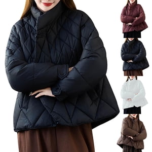 UPPADA Femmes Hiver Cropped matelassée Vestes Légères Cravates de duvet Cravate Capuche Zip up Short Warm Cravattes de matelassée Casual Outerwear with Pockets,Cravate Pouffre Femmes Légère Noir,M