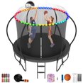 thumbnail image 1 of Jump Into Fun Trampoline 10FT, 1000LBS Trampoline for Kids and Adults with Enclosure, Basketball Hoop, Wind Stakes, LED light, Sprinkler and Socks, Outdoor Galvanized Full Spray Round Trampoline, 1 of 7