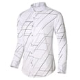 thumbnail image 4 of AherBiu Chemises à Manches Longues pour Hommes Grande Taille, Boutonnées, Rayées, Coupe Ajustée, Col à Revers, Chemise Tendance, Chemises Non Rentrées, 4 of 5